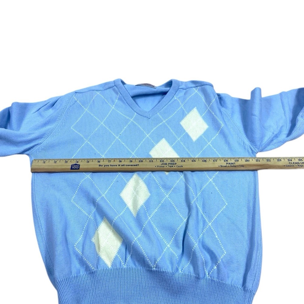 Vintage Titleist Pullover Sweater V-Neck Mens MED Blue Cotton Made in Scotland‎ - Picture 6 of 8